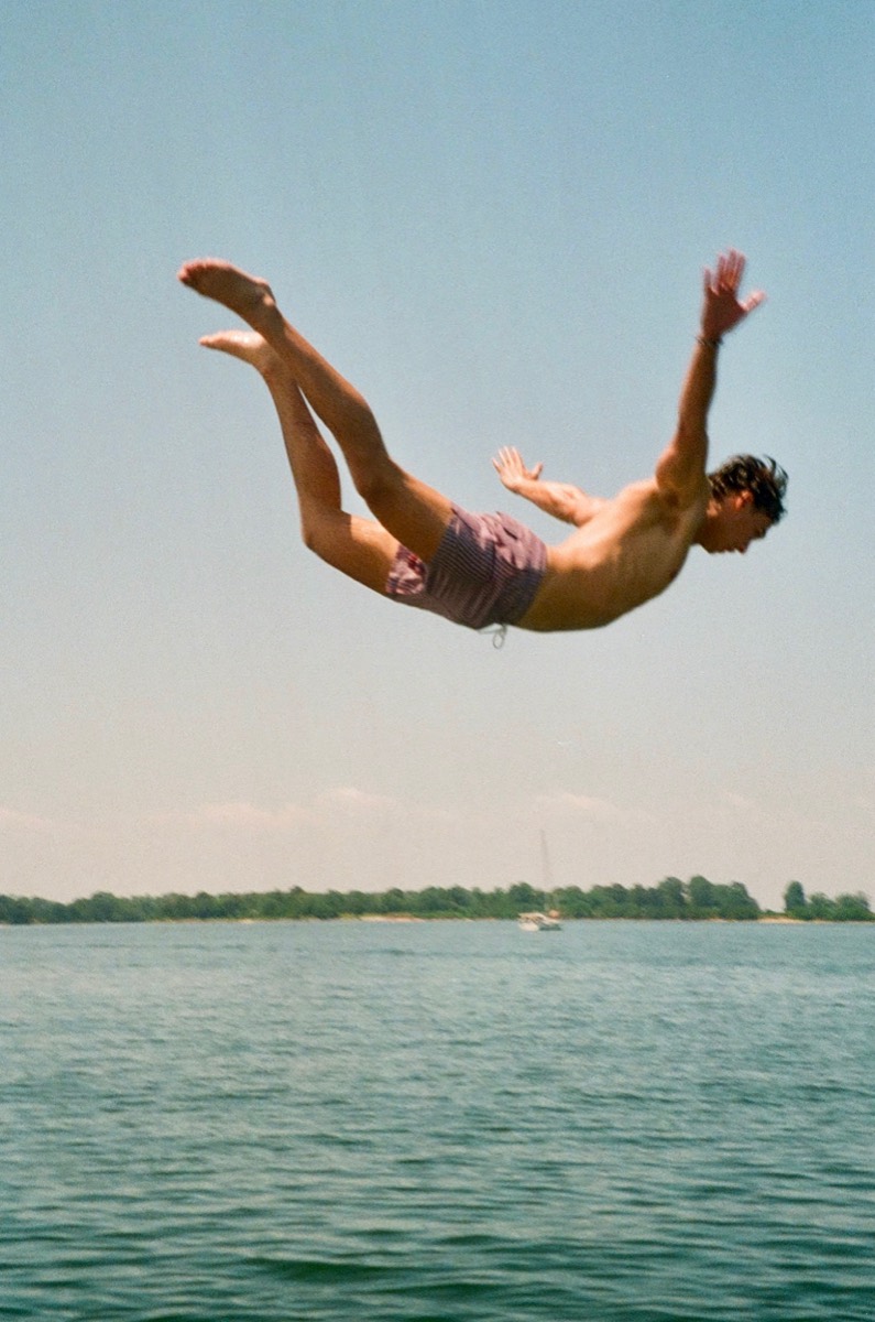 Jumping into the lake